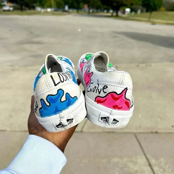 Custom Painted Vans Off The Wall Rick And Morty Slip On Sneakers‎ Women Size 10 - Picture 5 of 10